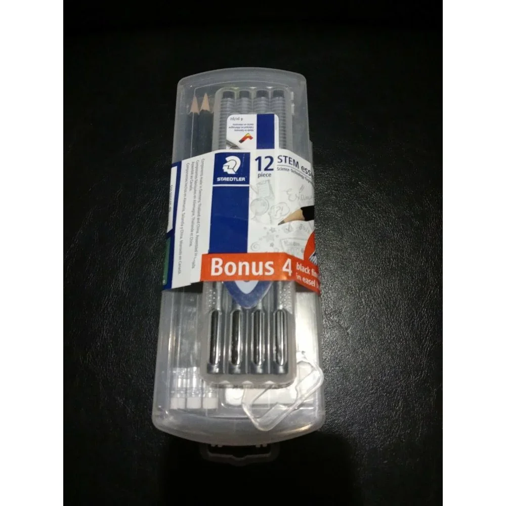Staedtler 12 Piece STEM Essentials Bonus 4 Black Fineliners in Easel Box